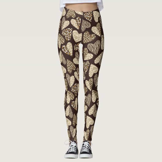Tierhaut mit Herzen Leggings (Vorderseite)