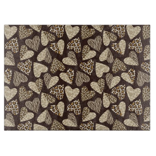 Tierhaut mit Herzen Schneidebrett (Vorderseite)