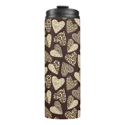 Tierhaut mit Herzen Thermosbecher (Vorderseite)