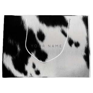 Tierhaut Schwarz-weiß Abstrakte Kuh Grauschleim Große Geschenktüte