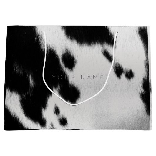Tierhaut Schwarz-weiß Abstrakte Kuh Grauschleim Große Geschenktüte (Vorderseite)