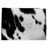 Tierhaut Schwarz-weiß Abstrakte Kuh Grauschleim Große Geschenktüte (Rückseite)