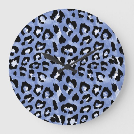 Tierhaut: Wasserfarben-Leopard Große Wanduhr (Vorderseite)