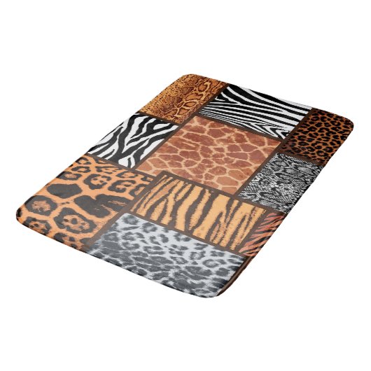 Tierhäute, Trend 2022, Leopard, Tiger, Zebra t Badematte (Schrägansicht)