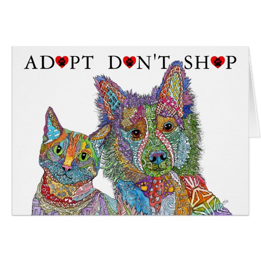 Tierheim Adoptier Grußkarte nicht kaufen (Vorderseite (Horizontal))