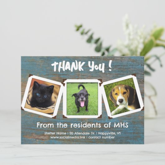 Tierheim Vielen Dank, dass Sie Fotovorlagen Karte (Stehend Vorderseite)