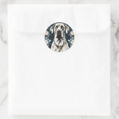 Tierhund Große Dane Floral Runder Aufkleber (Tasche)