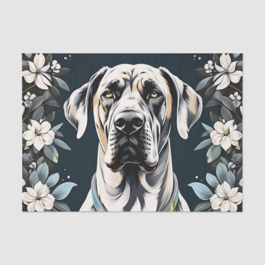 Tierhund Große Dane Floral Seidenpapier (Vorderseite)