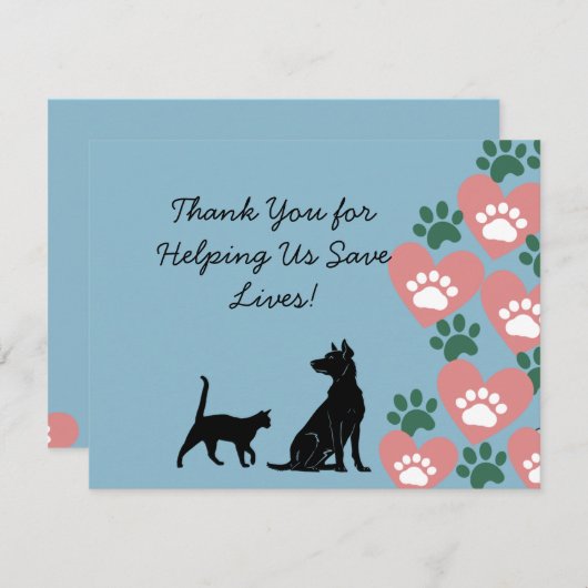Tierhund und Katzenrettung Dankeskarte (Vorne/Hinten)