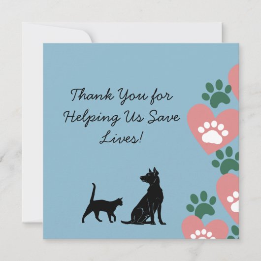 Tierhund und Katzenrettung Dankeskarte (Vorderseite)