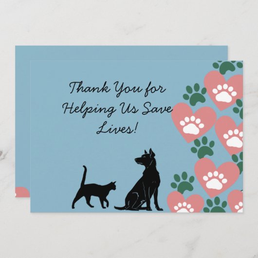Tierhund und Katzenrettung Dankeskarte (Vorne/Hinten)