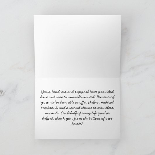 Tierhund und Katzenrettung Dankeskarte (Innenseite)
