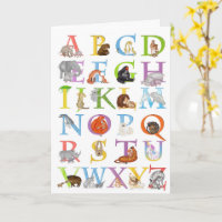 Tierische ABC-Geburtstagskarte (blaue Version)