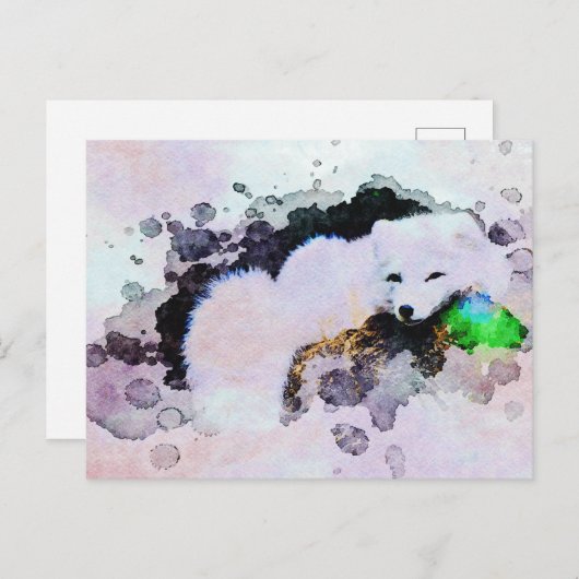 *~* Tierische AP18-SchneFox Weißer Polar Fox Postkarte (Vorne/Hinten)