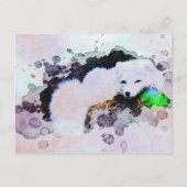 *~* Tierische AP18-SchneFox Weißer Polar Fox Postkarte (Vorderseite)