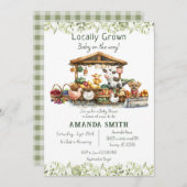 Tierische Bauern vermarkten in der Nähe angebaute  Einladung (Vorne/Hinten)