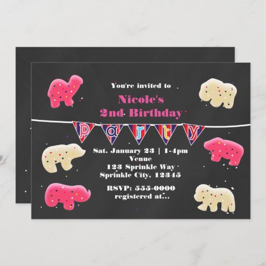 Tierische Cookies Geburtstagsparty Einladungen (Vorne/Hinten)