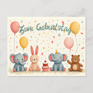 Tierische Freunde im Partyzauber Feiertagspostkarte