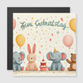 Tierische Freunde im Partyzauber Magnetkarte (Vorne/Hinten)