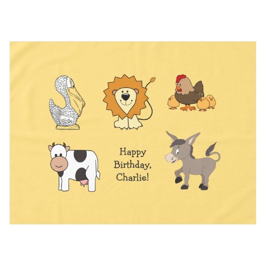 Tierische Illustrationen, Kindertabletuch Tischdecke (Vorderseite (Horizontal))