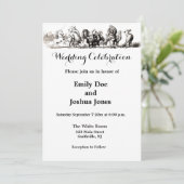 Tierische Niedliche Kunst Einhorn Elefant Löwe Zoo Einladung (Stehend Vorderseite)