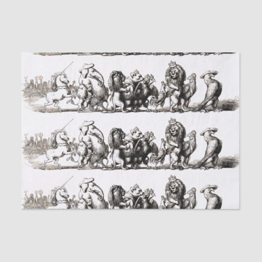 Tierische Niedliche Kunst Einhorn Elefant Löwe Zoo Seidenpapier (Vorderseite)