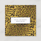 Tierische Skin Leopard Print Muster Gold QR Code Quadratische Visitenkarte (Vorderseite)