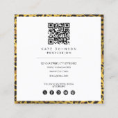 Tierische Skin Leopard Print Muster Gold QR Code Quadratische Visitenkarte (Rückseite)