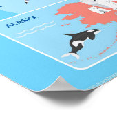 Tierische US-Karte für Kinder Poster (Ecke)