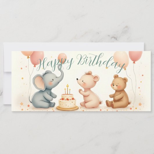 Tierischer Geburtstagsfreud mit Luftballons (Vorderseite)