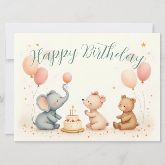 Tierischer Geburtstagsfreud mit Luftballons (Vorderseite)