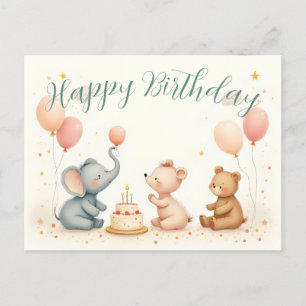 Tierischer Geburtstagsfreud mit Luftballons Feiertagspostkarte