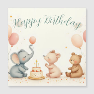 Tierischer Geburtstagsfreud mit Luftballons Magnetkarte