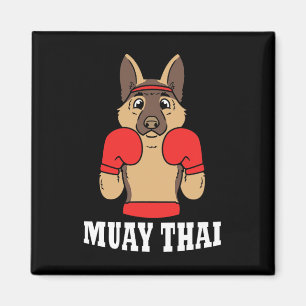 Tierischer Humor Thai-Kickboxen Lustiger Hund Muay Magnet