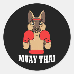 Tierischer Humor Thai-Kickboxen Lustiger Hund Muay Runder Aufkleber