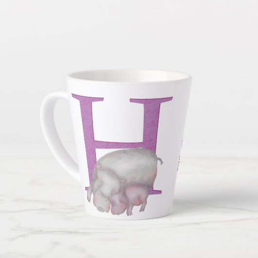 Tierisches ABC H ist zur Tasse von Hippo-Latte bes (Linke Ecke)