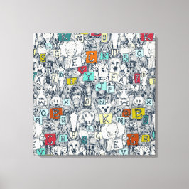 tierisches ABC-Indigomulti Leinwanddruck