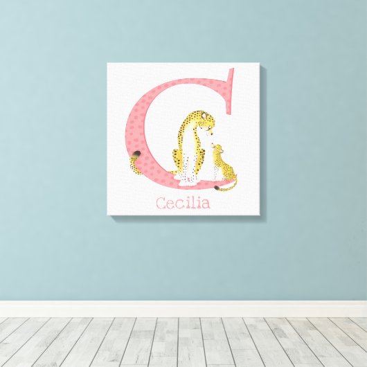 Tierisches ABC ist für den Ausdruck von Geparden-L Leinwanddruck (Insitu (Holzboden))