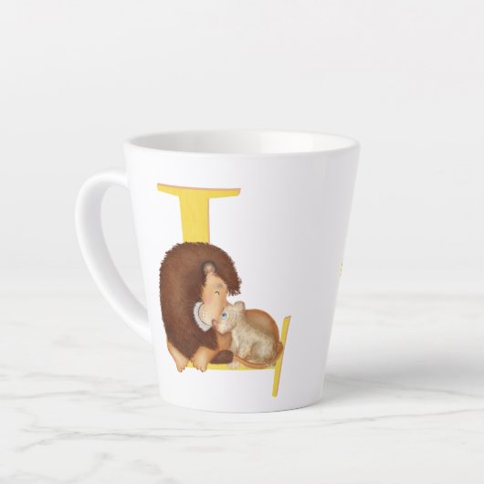 Tierisches ABC L ist für Tasse von Löwe aus Latein (Linke Ecke)