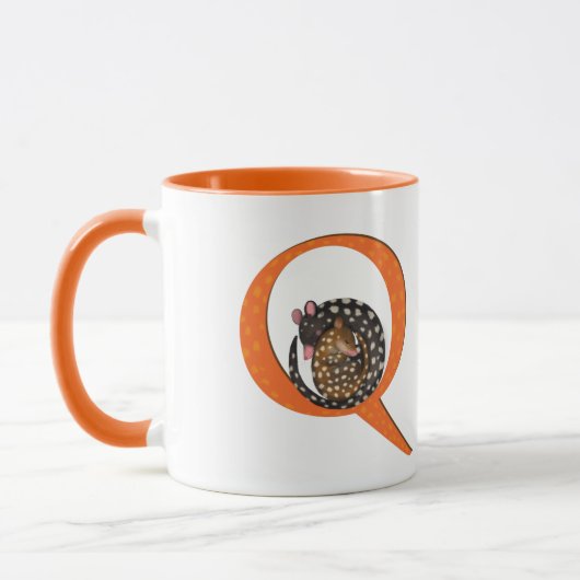 Tierisches ABC Q ist eine Quoll-Tasse Tasse (Links)