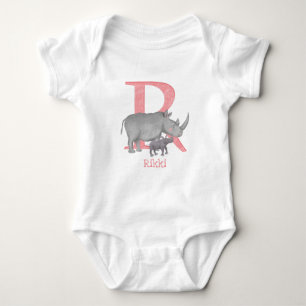 Tierisches ABC R ist ein Baby-Bodysuit für Rhino Baby Strampler
