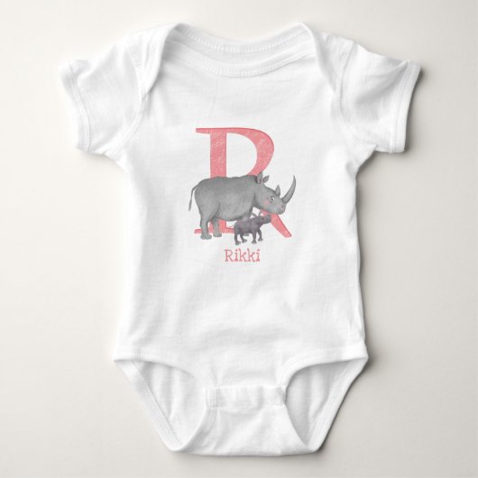 Tierisches ABC R ist ein Baby-Bodysuit für Rhino Baby Strampler (Vorderseite)