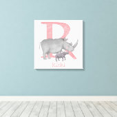 Tierisches ABC R ist für den Ausdruck "Rhinocanvas Leinwanddruck (Insitu (Holzboden))