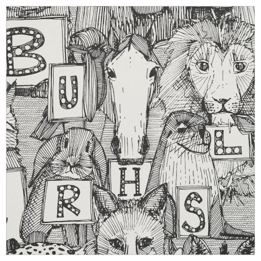 tierisches ABC Schwarz-weiß Stoff (Muster)