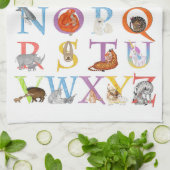 Tierisches ABC-Teetuch (blaue Fassung) Geschirrtuch (Gefaltet)