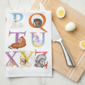 Tierisches ABC-Teetuch (blaue Fassung) Geschirrtuch (Viertel Falte)