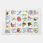 Tierisches ABC-Teetuch (blaue Fassung) Geschirrtuch (Horizontal)