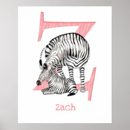 Tierisches ABC Z ist für Zebradruck geeignet Poster