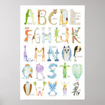 Tierisches Alphabet-Poster - 13 x 39 Zoll