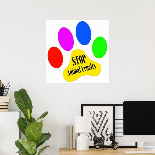 Tierisches grausames Poster stoppen (Heimbüro)